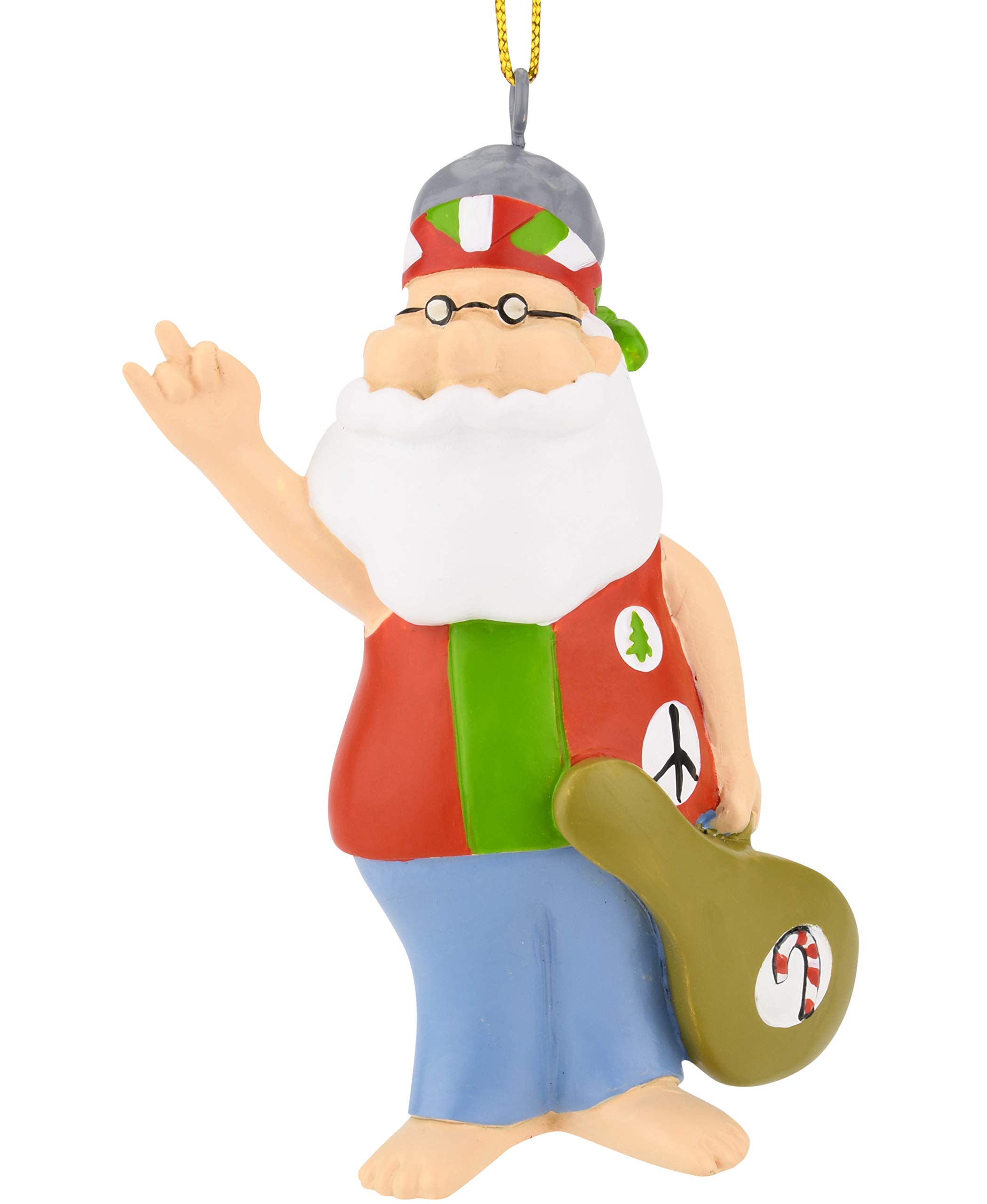 Hippie Père Noël Tree Buddees : ornement en résine peinte pour décoration originale
