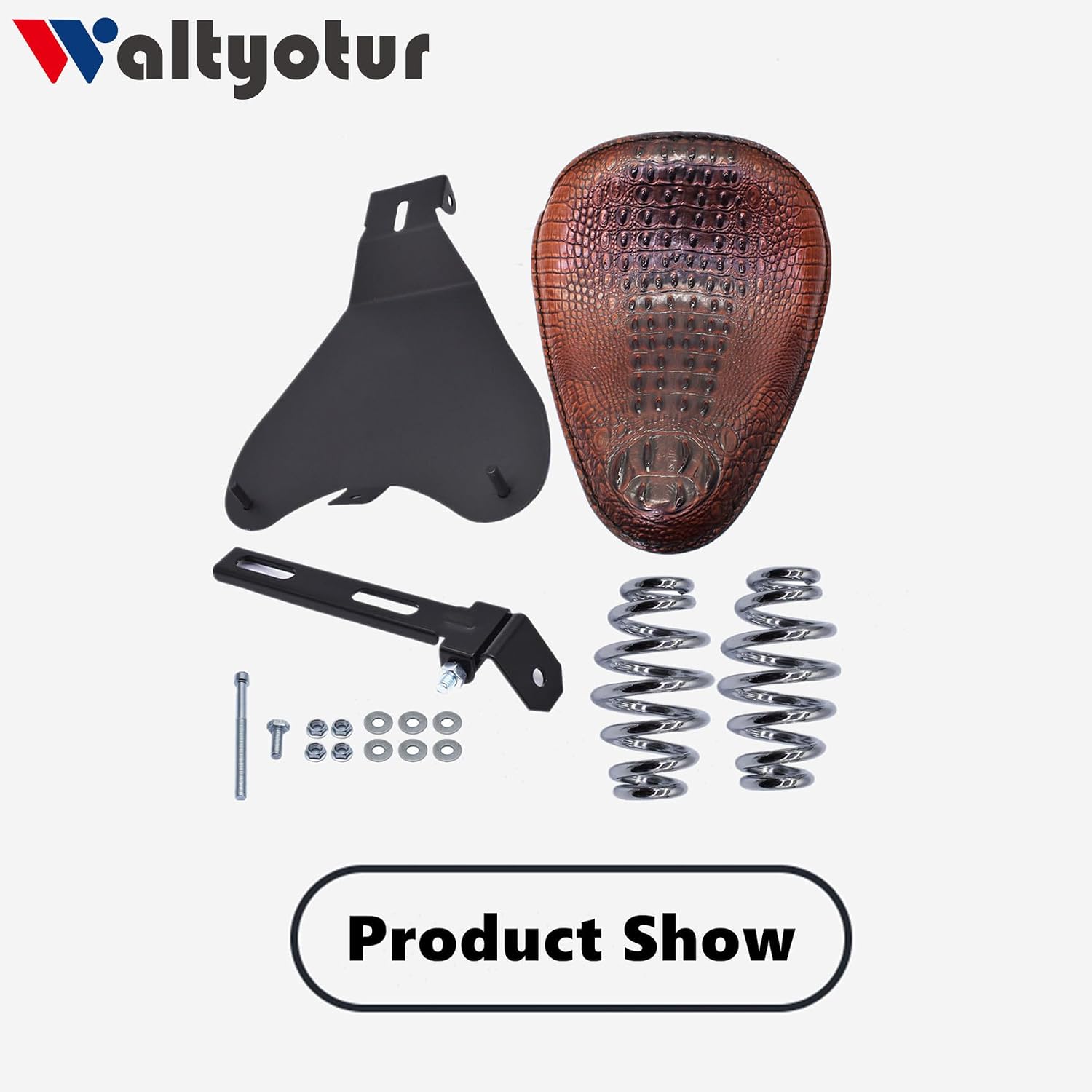 Motorcycle PU leather Solo Seat w/Seat Base Brown Replacement for Honda ACE VT 1100 750 Suzuki Sportster Bobber Chopper