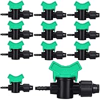 Vista 1 de Hiboom 10 piezas de accesorios de riego de cinta de goteo de 5/8 pulgadas (0.630 in) x 1/4 pulgadas, válvula adaptadora de despegue de tubería