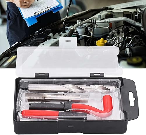 Miniatura 8 de Walfront 15 unids/set M14x1.1.969 in Kit de reparación de rosca, herramienta de mano compatible con inserción para reparar hilos dañados en acero,