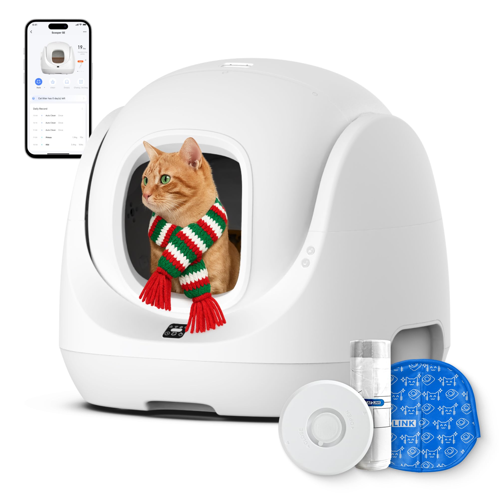 CATLINK Self Cleaning Litter Box, Pinch-Free Safety Protection, Automatic Litter Box AI-Powered Health Monitor, Multi-Cat Recognition, Extra Large Interior Space, Suits for Beginner