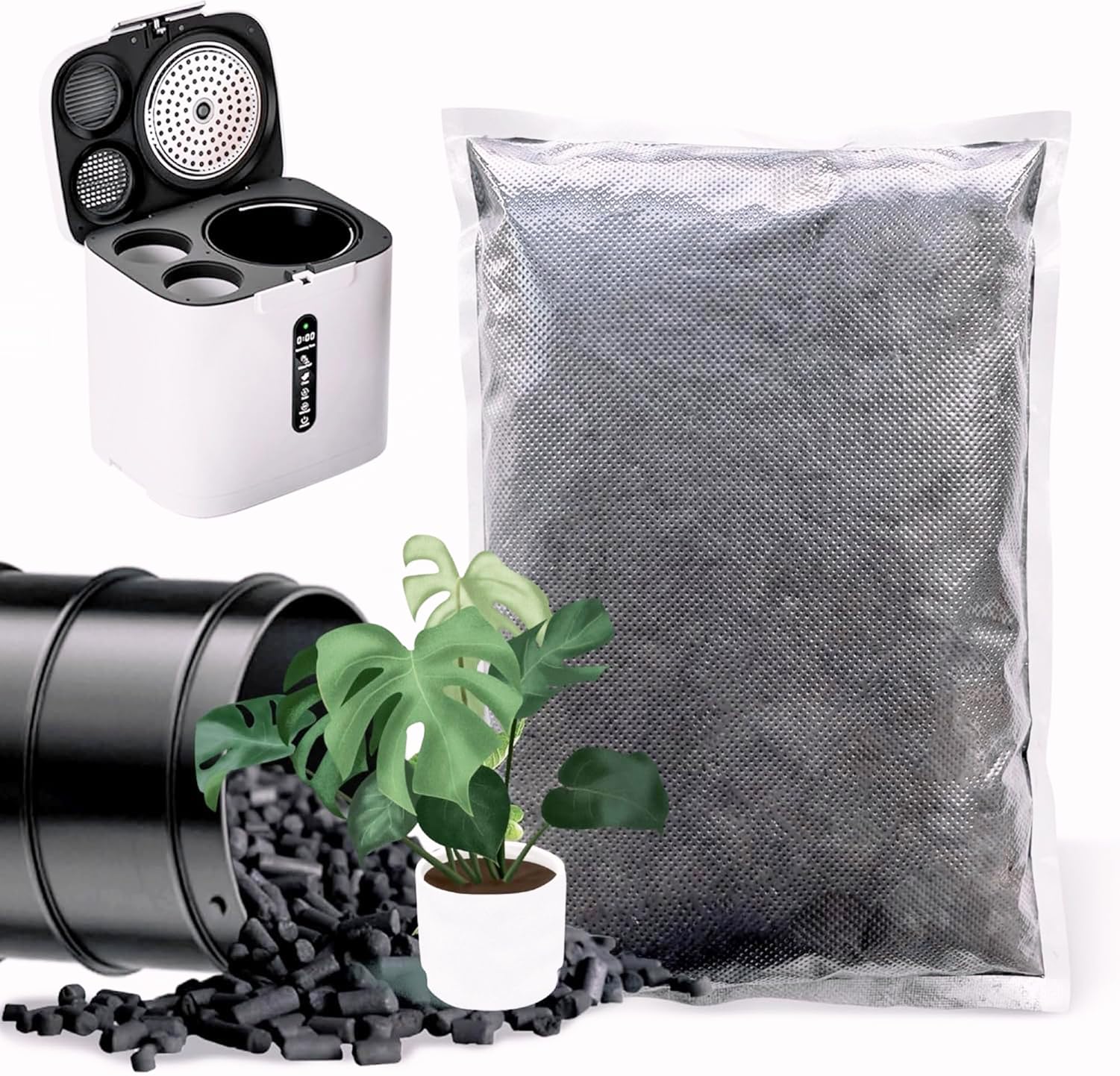 Recambios de filtro de carbón absorbente de olores, filtros de carbón activado de repuesto, para compostador de cocina inteligente, compatible con compost eléctrico de encimera