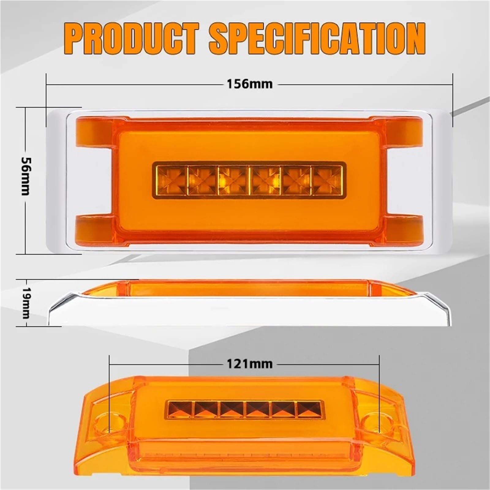 Trasera Recuperación Luces 10 Luces LED Laterales Cuadradas De 6 Pulgadas, Luz De Giro Amarilla, Luz Trasera De 12V Y 24V Para Camión, Remolque, Tractor Camioneta Autobús.