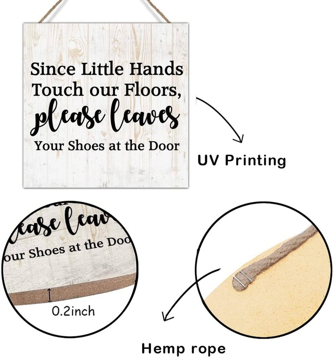 Please Leaves Your Shoes at The Door Wall Art Decor Motivational Quotes Christian Wall Hanging Plaques Nursery Decor Wood Sign Wall Hanging Plaque for Living Room Bathroom Christian Gift