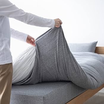 Amazon｜無印良品 綿天竺・落ちワタ入り掛ふとんカバー・S 杢グレー