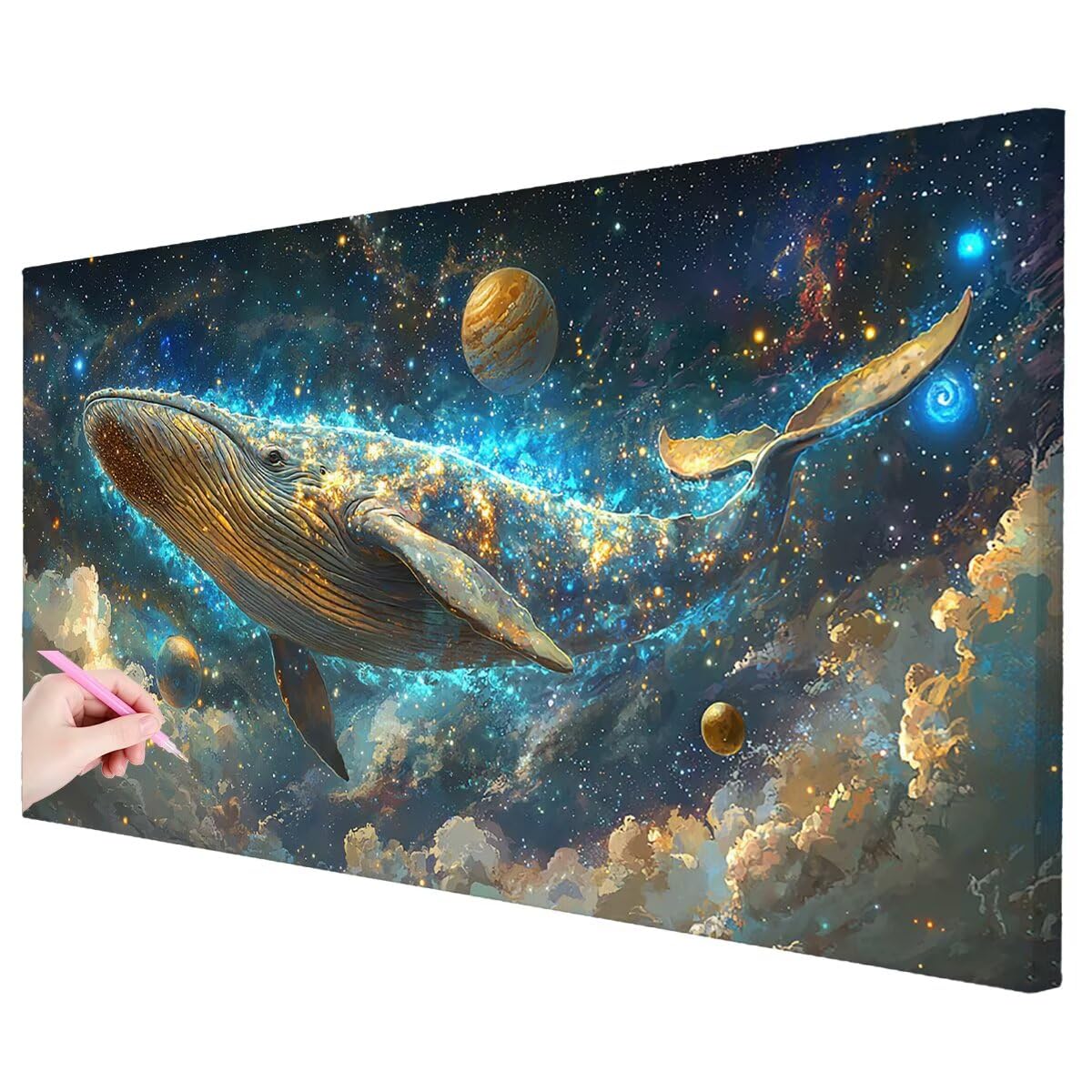 Duży diamentowy wieloryb 160 x 80 cm, zestawy do malowania diamentami 5D dla dorosłych, DIY, zwierzęta, klejnot, sztuka dla dorosłych, pełne okrągłe wiertło, kryształowe malarstwo, rękodzieło, dimond