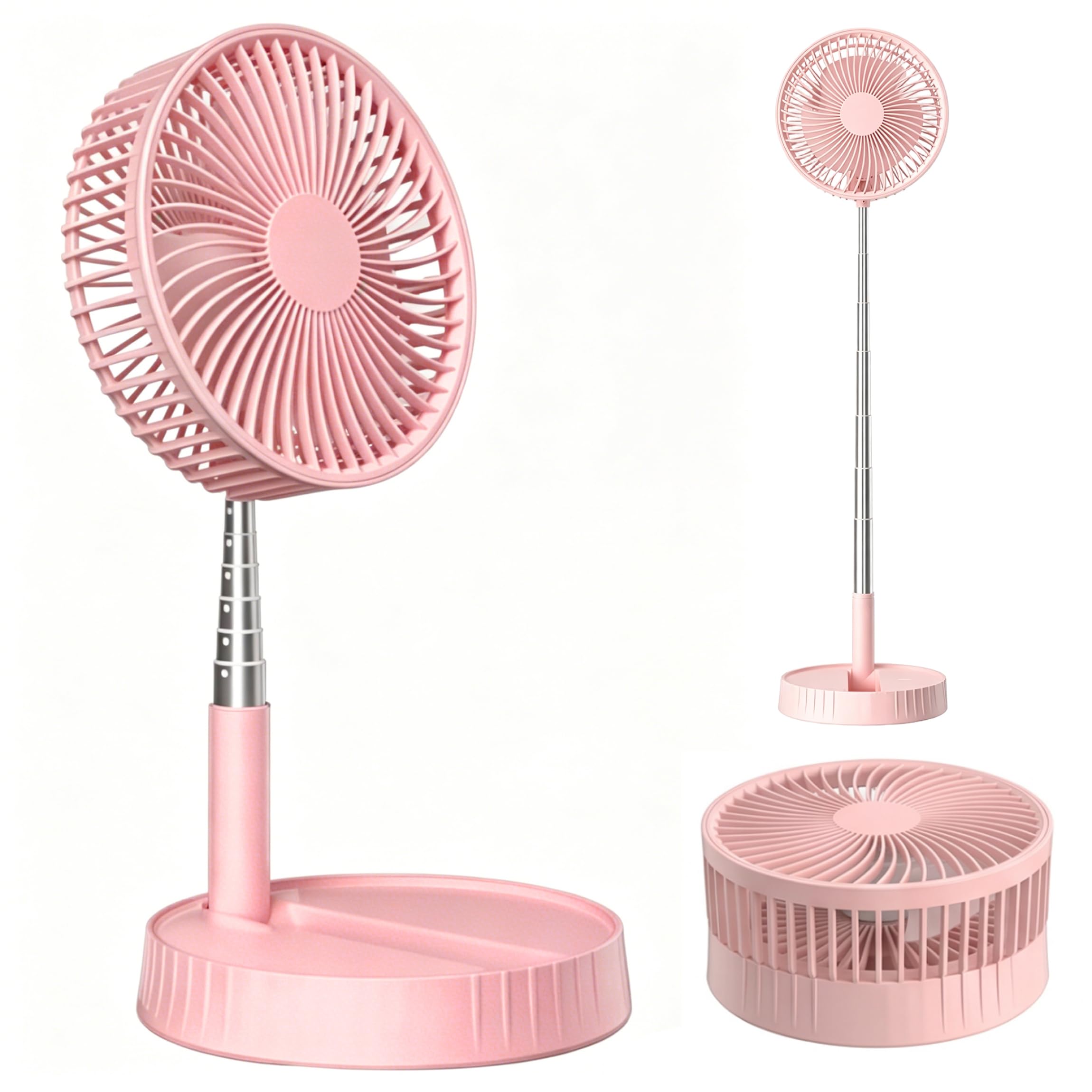 Xoeryoy Foldable Fan, Cordless Telescopic Rechargeable Desk Fan With 4 Speeds & 360° Airflow, 7200mah Battery, Style 2