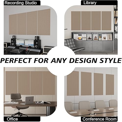Miniatura 7 de Paquete de 4 paneles acústicos de 48 x 24 x 0.4 pulgadas, paneles de pared grandes insonorizados, paneles autoadhesivos a prueba de sonido para