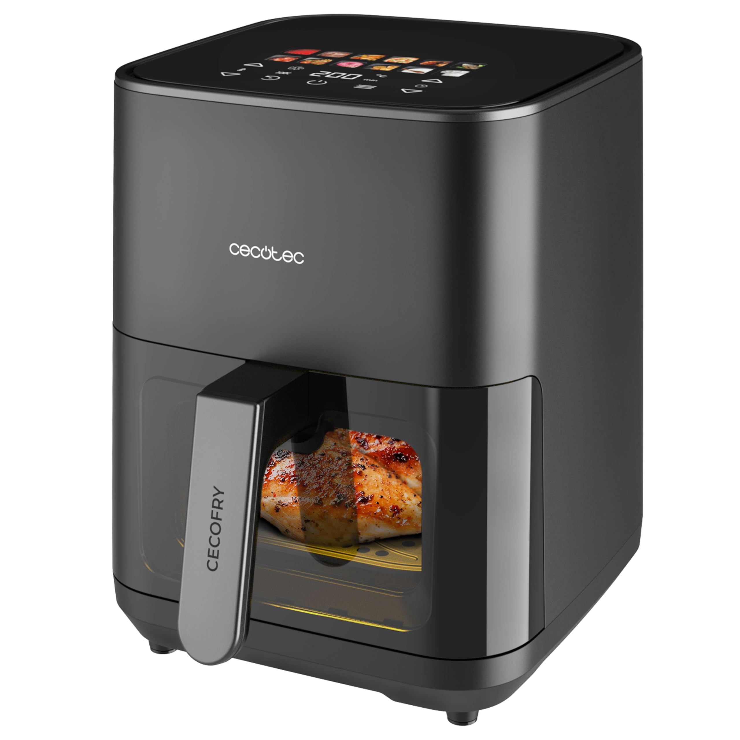 Cecotec Friggitrice ad Aria 4L - Air Fryer Cecofry&Grill Duoheat 4000. 1900W, 3in1: Friggitrice, Grill, Piastra. 10 Menù, Doppia Temp 40-200°C, Cottura uniforme e veloce, Cucina sana e gustosa
