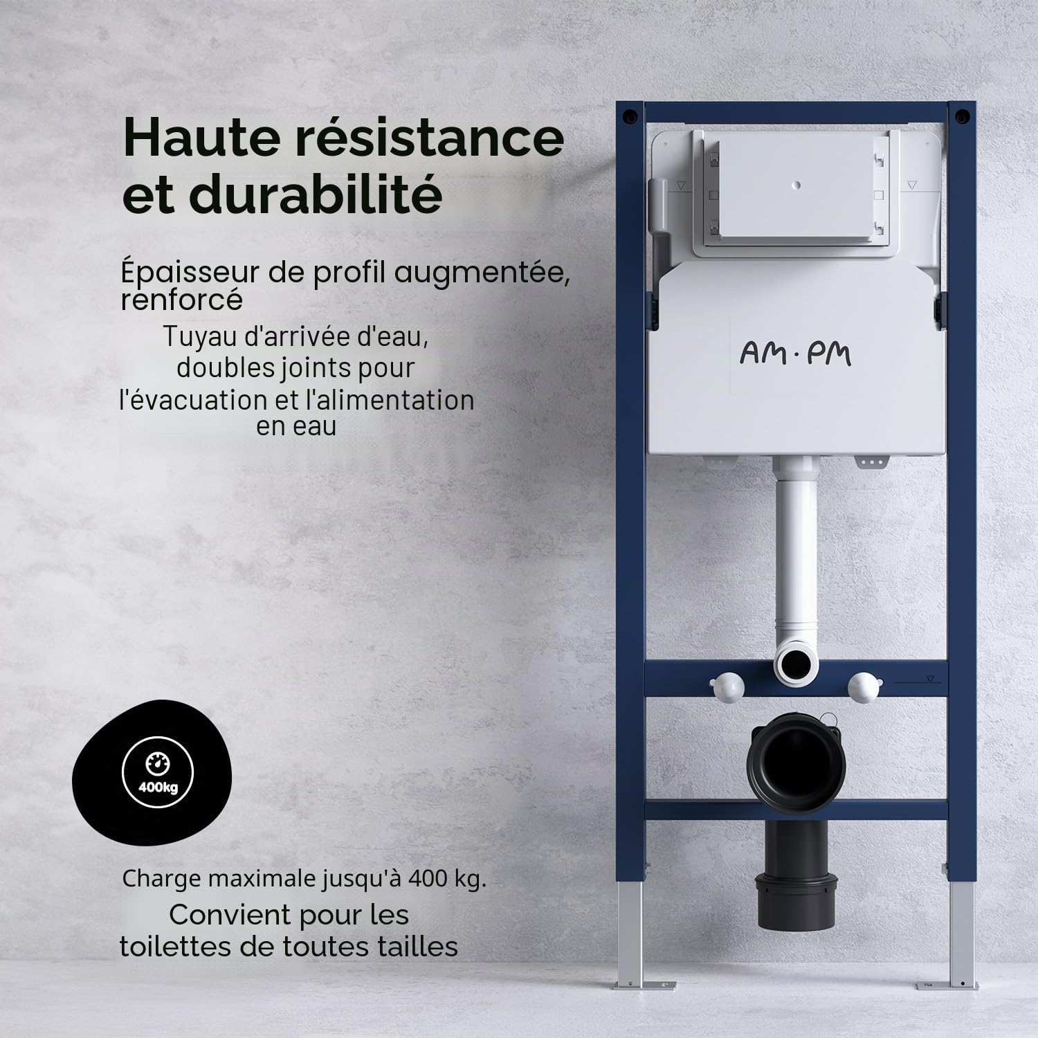 AM.PM IIS90151.XB1701 Kit : WC mural + élément de bâti-support + plaque de déclenchement (IIS90151.XB1701)