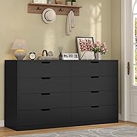 Vista 10 de Cómoda alta con 6 cajones, cómoda moderna negra para dormitorio, cómodas de armario con cajones para sala de estar, entrada, pasillo