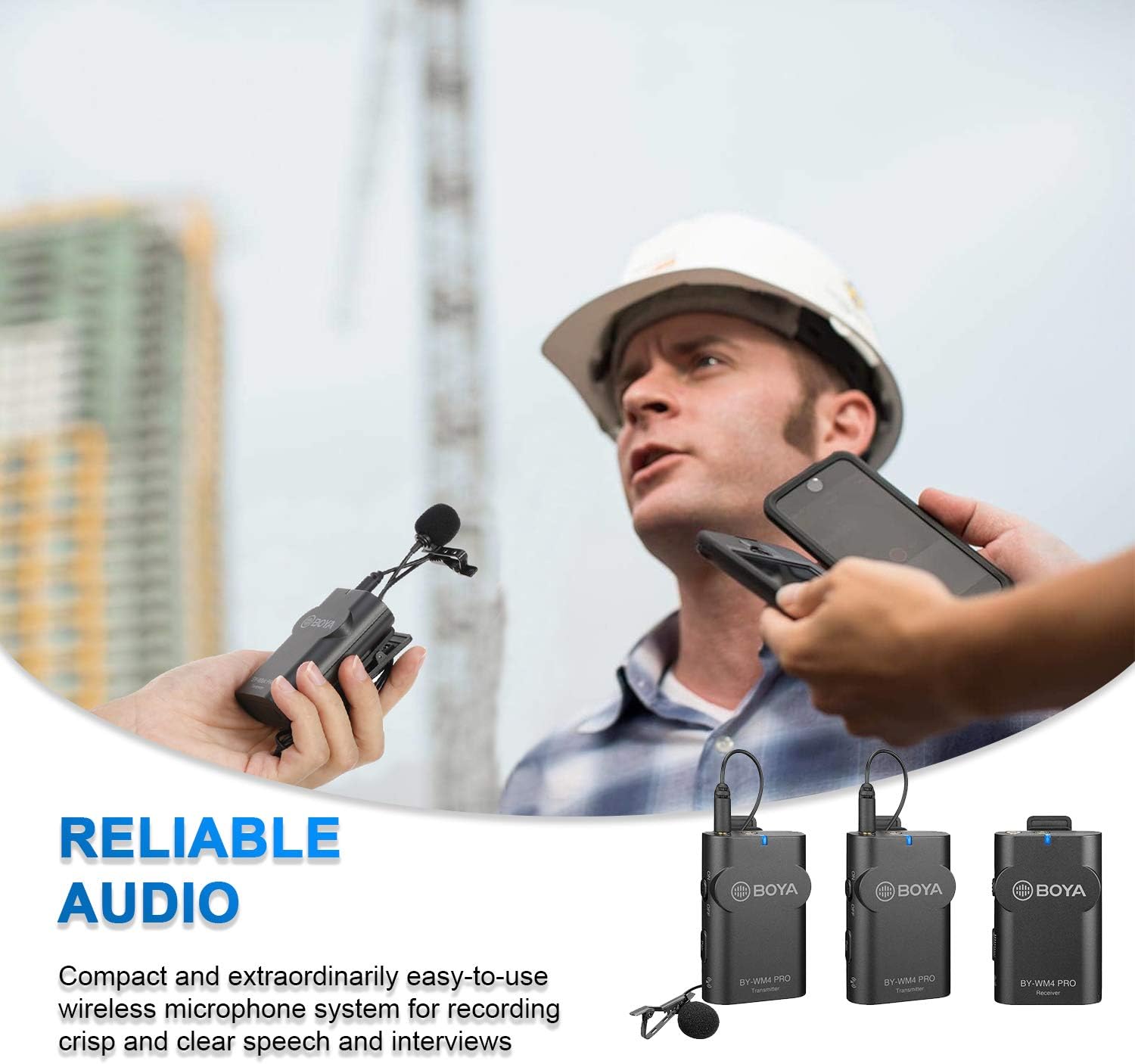 Rеvіеw Prоduсt 2.4GHz Wireless Lavalier Microphone System, BOYA Wireless Lapel Mic with Hard Case Compatible with DSLR Cameras, Camcorders, iPhone, Android Smartphones, and Tablets for YouTube Facebook Vlogging