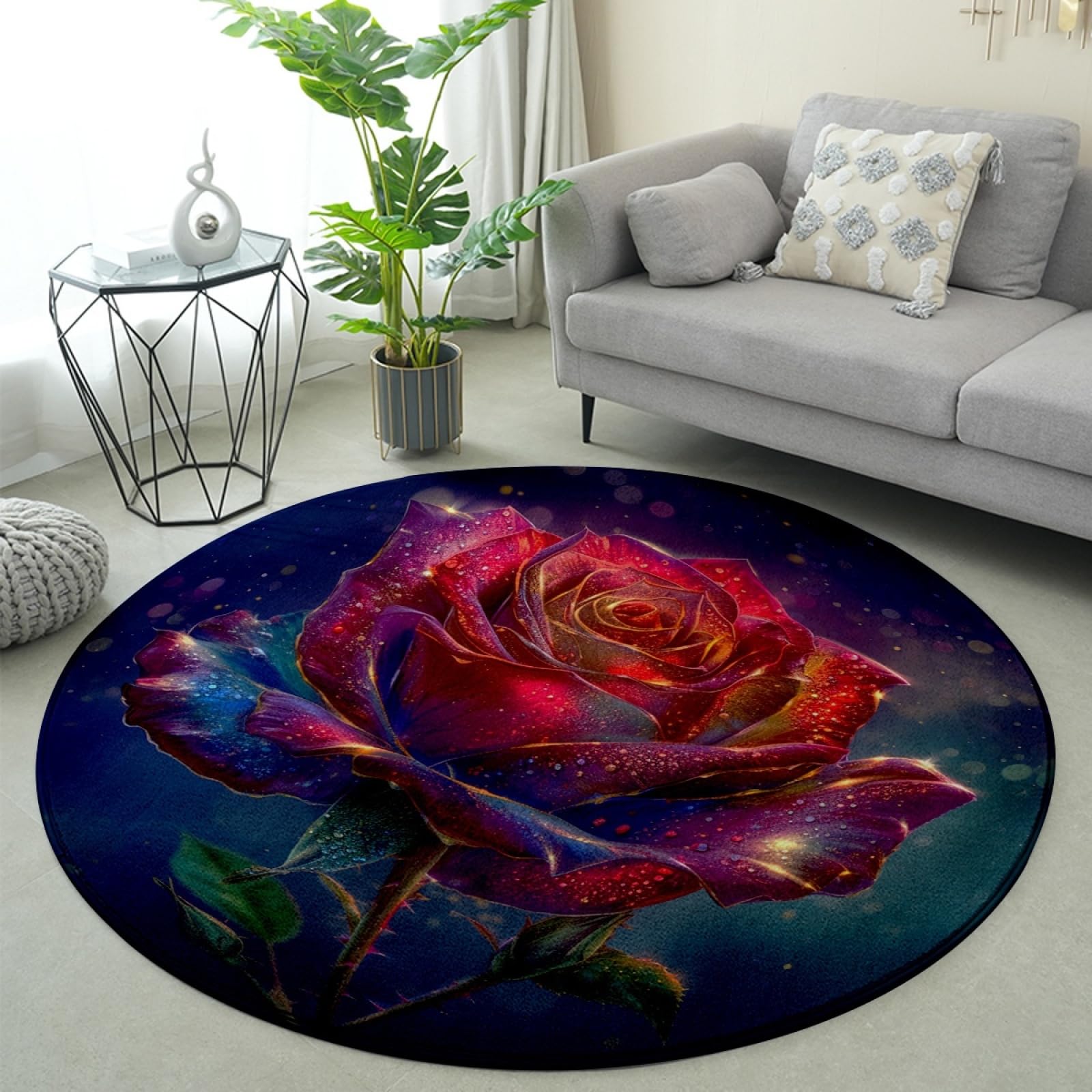 Tapis extérieur rond fleur pour sublimer votre terrasse ou un salon cocooning d'été