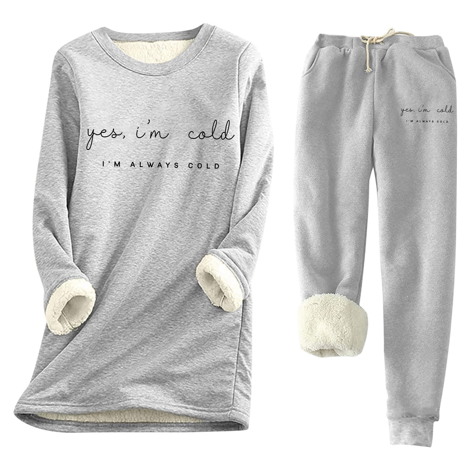 Ensemble de Chemises Confortables pour Femmes, Automne et Hiver, Oui, J'Ai Froid. 24:7, imprimé et épais, Coupe Slim, Bas Chaud (15)