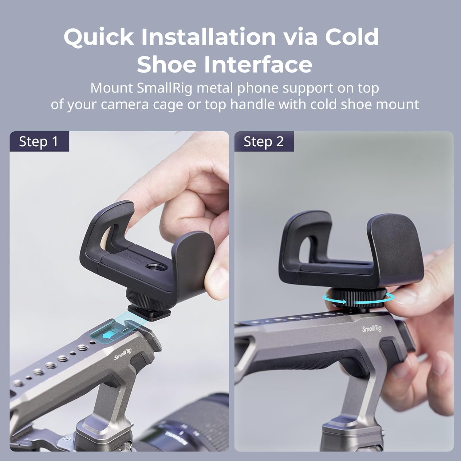 SMALLRIG Bundle Metal Phone Support with Cold Shoe Mount 4382+ Power Bank Holder 4600