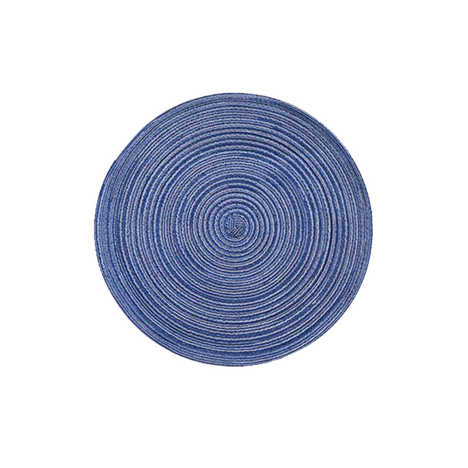 2Pcs 18CM Round Dinner Placemat Ramie Woven Cup Mat Heat Insulation Plate Coaster(B 2Pcs 18CM)