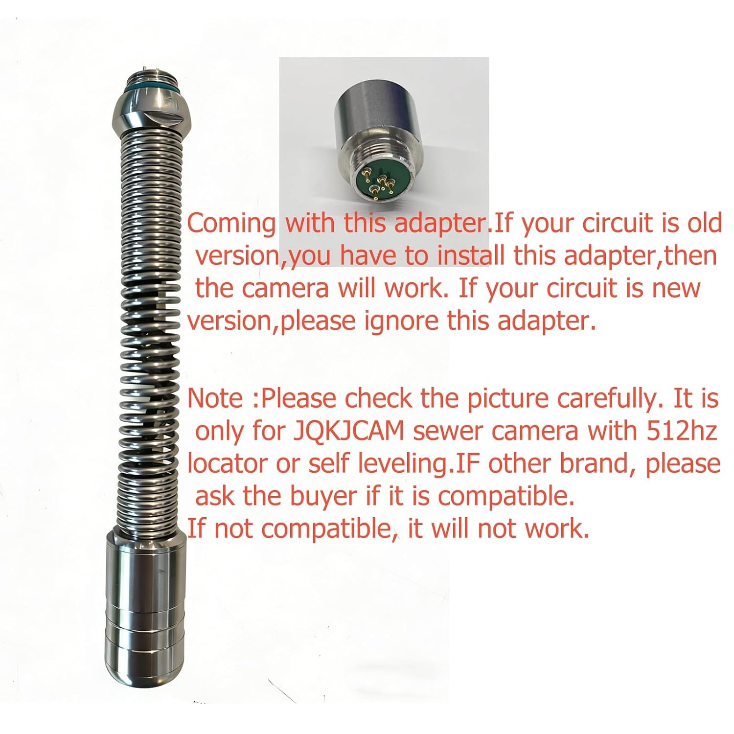 WP9600FTR 512HZ Sewer Camera Head Replacement Parts Self Leveling with Locator 12 Lights Guide Wheel Protective Cover,Accessory for 23MM JQKJCAM Pipe Drain Sewer Inspection Camera SP09F WP90F WP9612