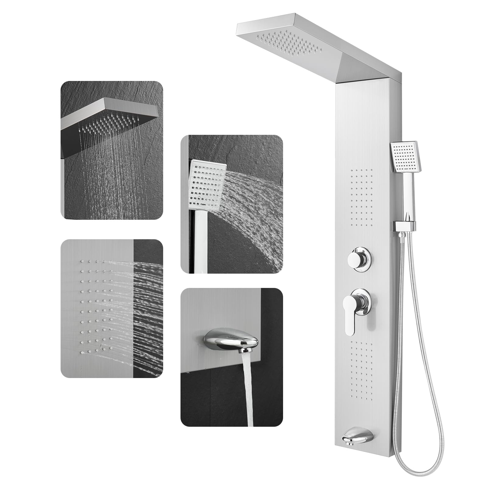 ROVOGO Shower Panel Tower System with 4 Shower Modes, 46.5", No Led Lights