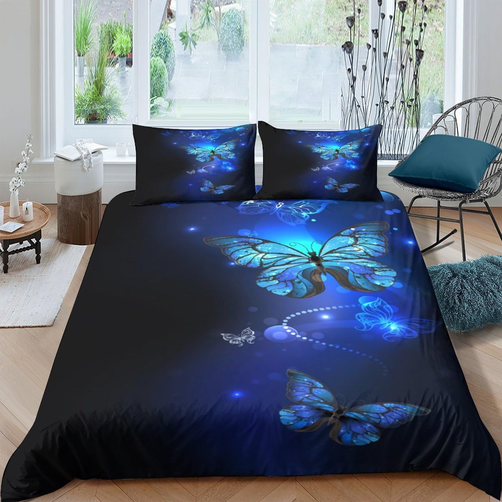 3D Printed Butterfly Duvet Cover, Microfiber Comforter Cover Hidden Zipper