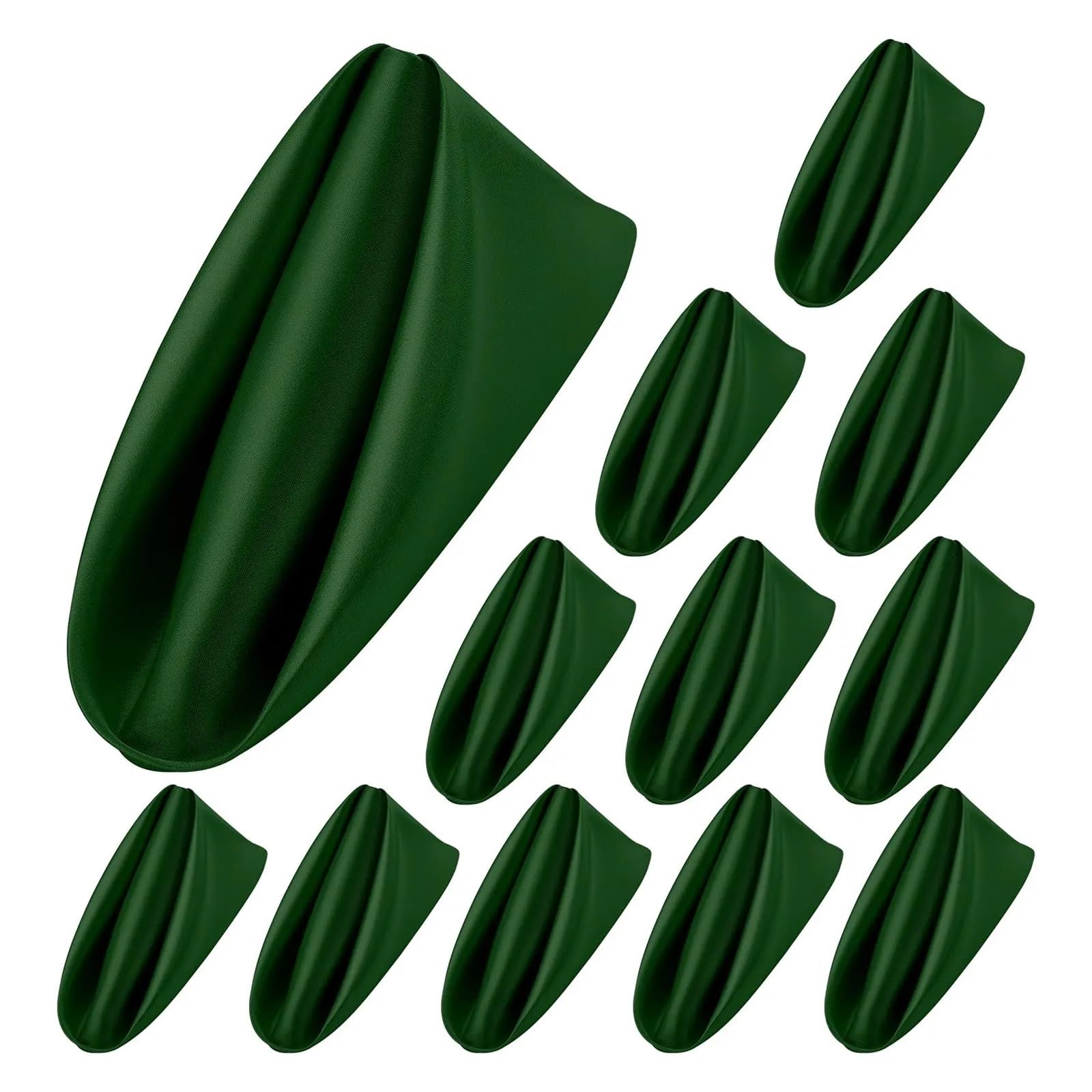 Silky Satin Cloth Napkins, Satin Dinner Napkins 10PC Square 43x43cm(Dark Green)