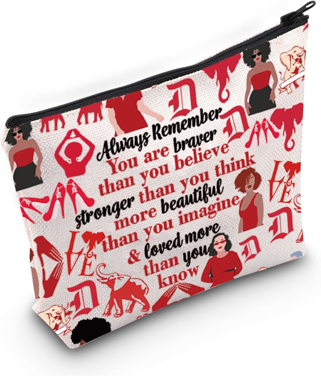 LEVLO Sorority Cosmetic Make up Bag DST Sorority Inspired Gifts You Are Braver Stronger Smarter Than You Think Makeup Zipper Pouch Bag For Women Girls (1913 Bag)