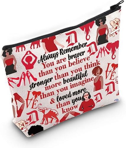 LEVLO Bolsa de maquillaje cosmética de hermandad DST Regalos inspirados en hermandades de mujeres y niñas con texto en inglés "You Are Braver