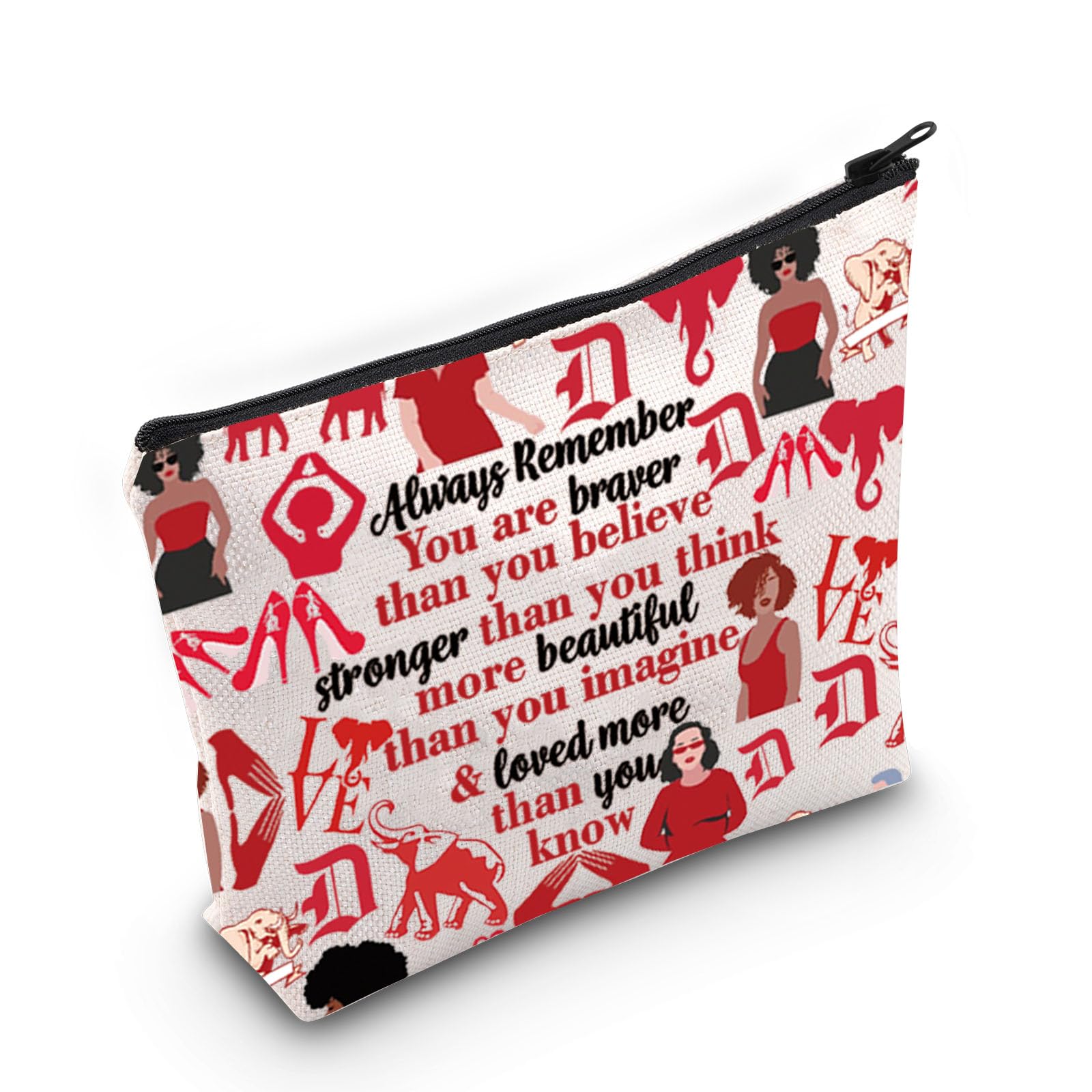 LEVLO Sorority Cosmetic Make up Bag DST Sorority Inspired Gifts You are Braver Stronger Smarter Than You Think Makeup Zipper Pouch Bag for Women Girls 1913 Bag