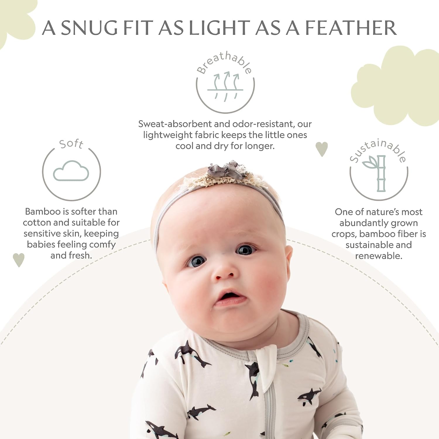 Bamboo Little Soft Baby Footie Pajamas, Baby Clothes, Newborn Sleepers, 95% Viscose and 5% Spandex, 0-24 Months