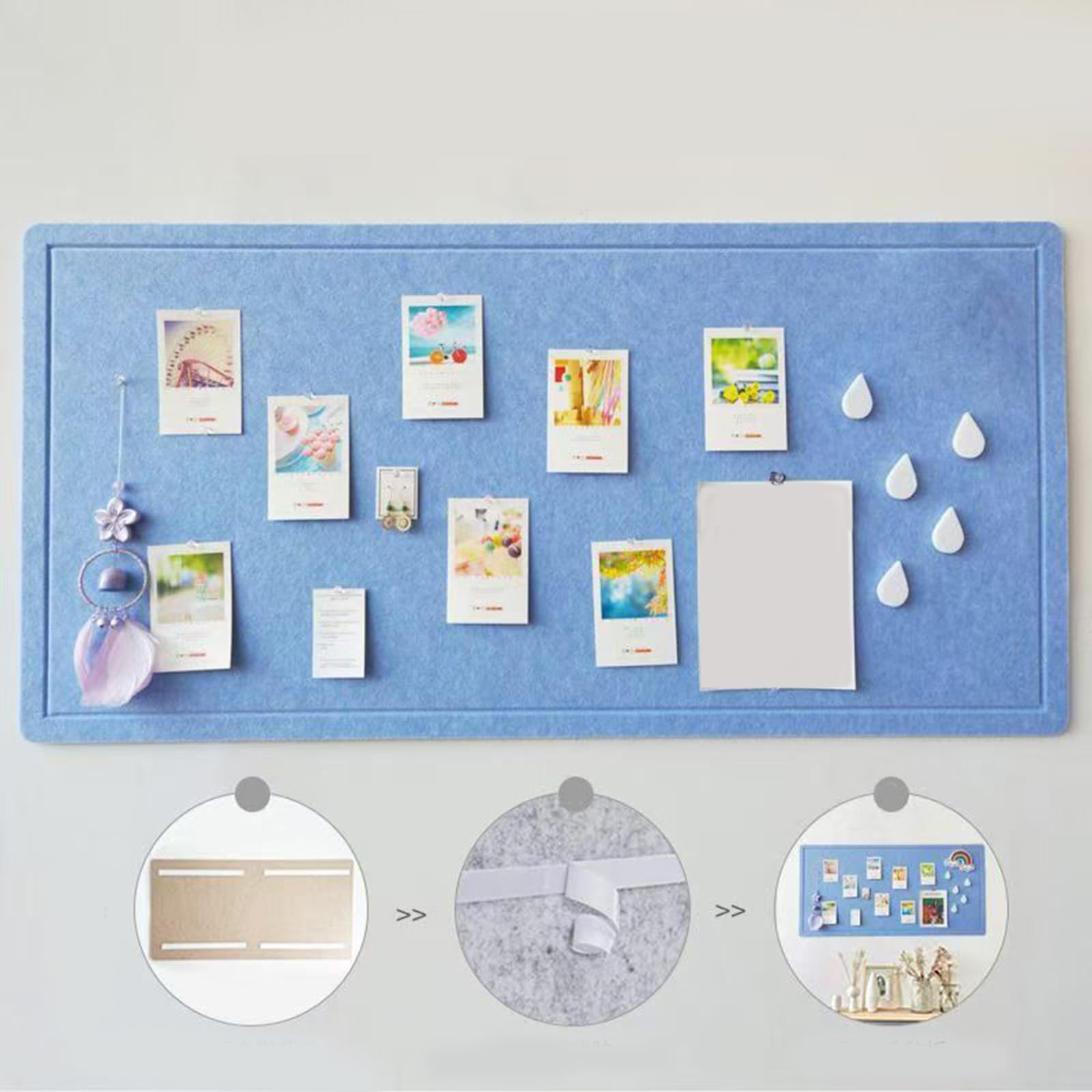 Selbstklebende Filz-Wandtafel mit Schallabsorption, einfache Installation für Arbeitsbereiche, Dekorationen, benutzerfreundlich, Stoff-Filztafel, Abziehstab, Halterung, geeignet für Notizen