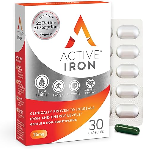 Miniatura 11 de Suplemento de Hierro Activo 25mg – Clínicamente Comprobado para Aumentar los Niveles de Hierro y Energía – Suave, No Estreñe, Altamente Absorbido