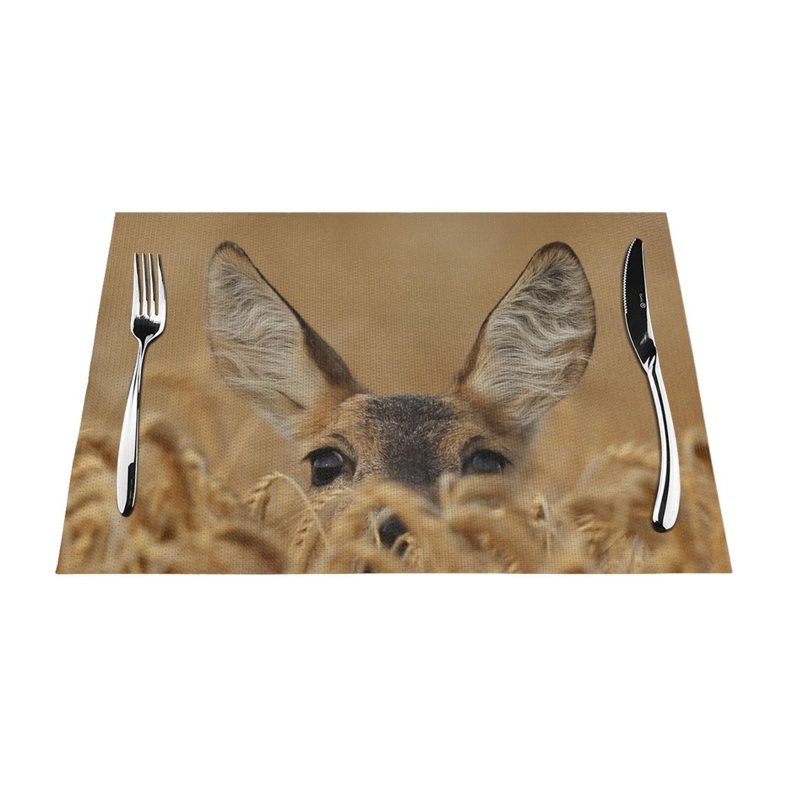 Placemats 1-6 Sets, Roe Deer Roebuck Cute Animal, Washable Placemats For Kitchen Dining Table, Suitable For Kitchen Heat Insulation Table Mats 12x18inches (30x45cm) 1 Piece