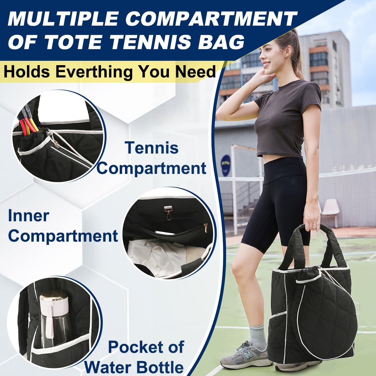 TILDOSAC 2-in-1 Tennis Tote Bag Tennisrucksack Racket Rucksack Tennistasche - Extra-große Quilted Pickleball Racquet Taschen, wasserdicht und leicht für Männer und Frauen