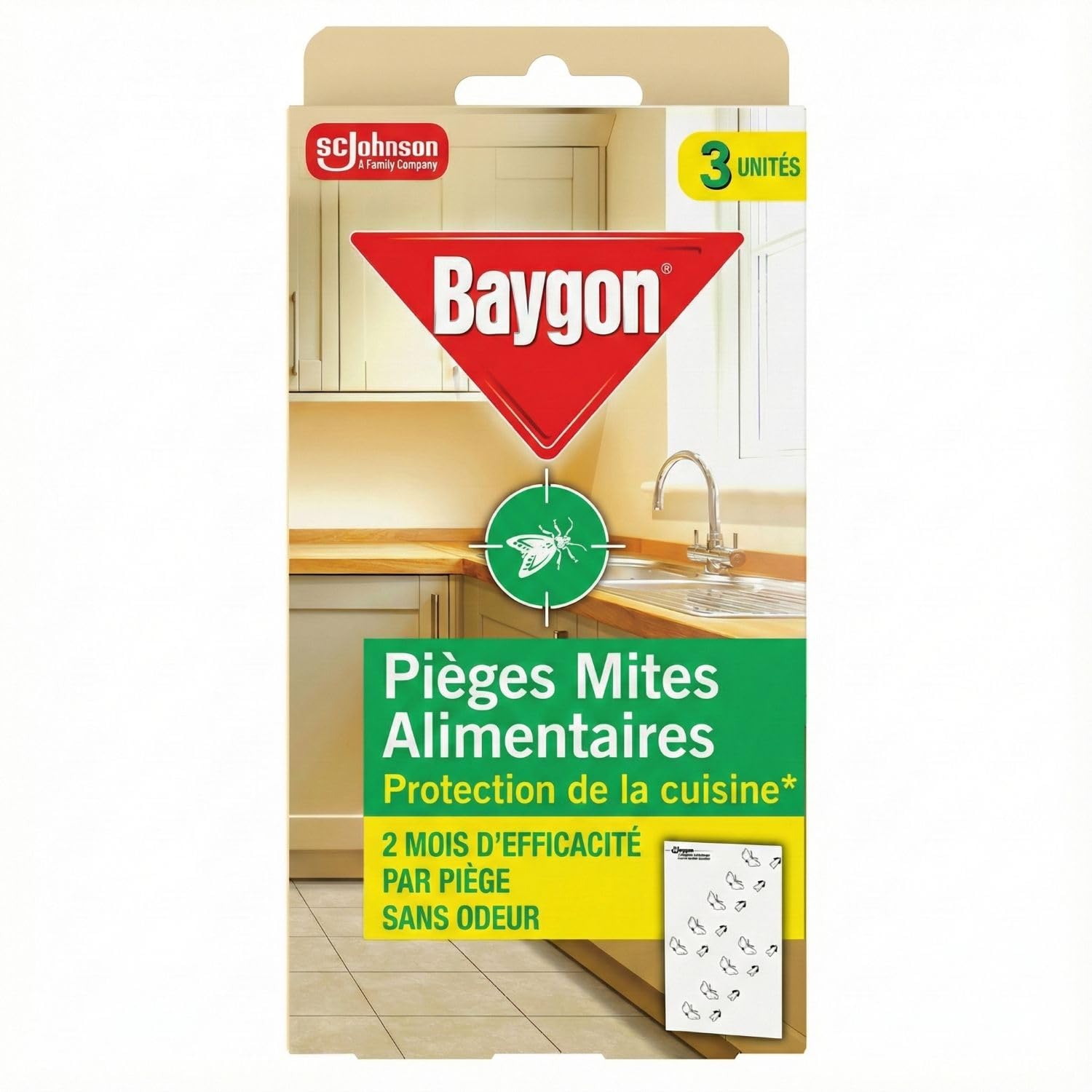 BAYGON Pièges Mites Alimentaires Protection Cuisine 2 mois Efficacité Sans Odeur 3 Unités