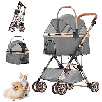 ペットカートアルミ製 分離式 取り外し可能折りたたみ多頭2way 軽量【グレー】 ペットカートアルミ製 分離式 取り外し可能折りたたみ多頭2way