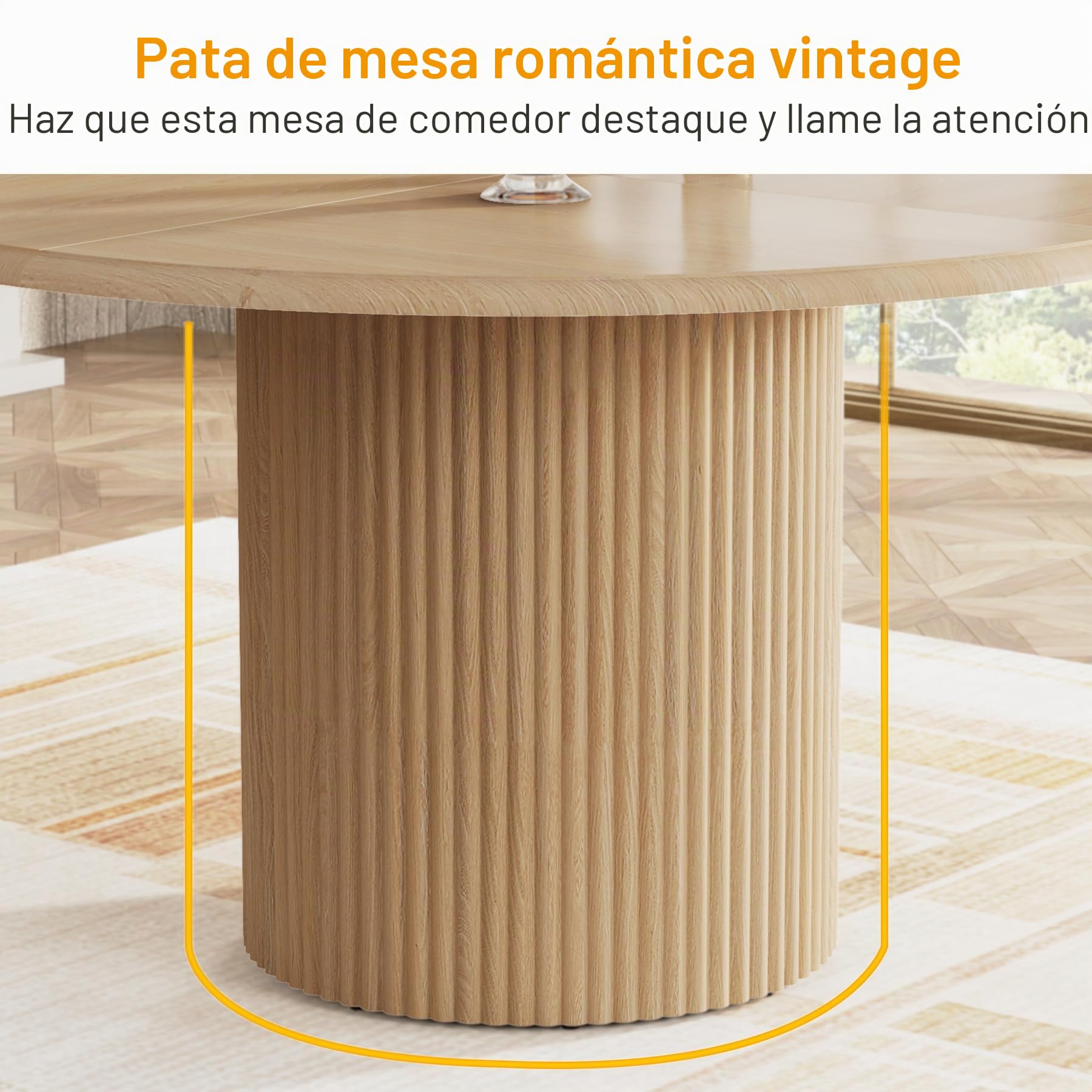 Tribesigns Mesa de Comedor Redonda, Mesa de Cocina Moderna de 120 cm, Mesa de Comedor para 4-6 Personas con Base de Metal para la Sala de Estar y el Comedor, Natural(SIN SILLAS)