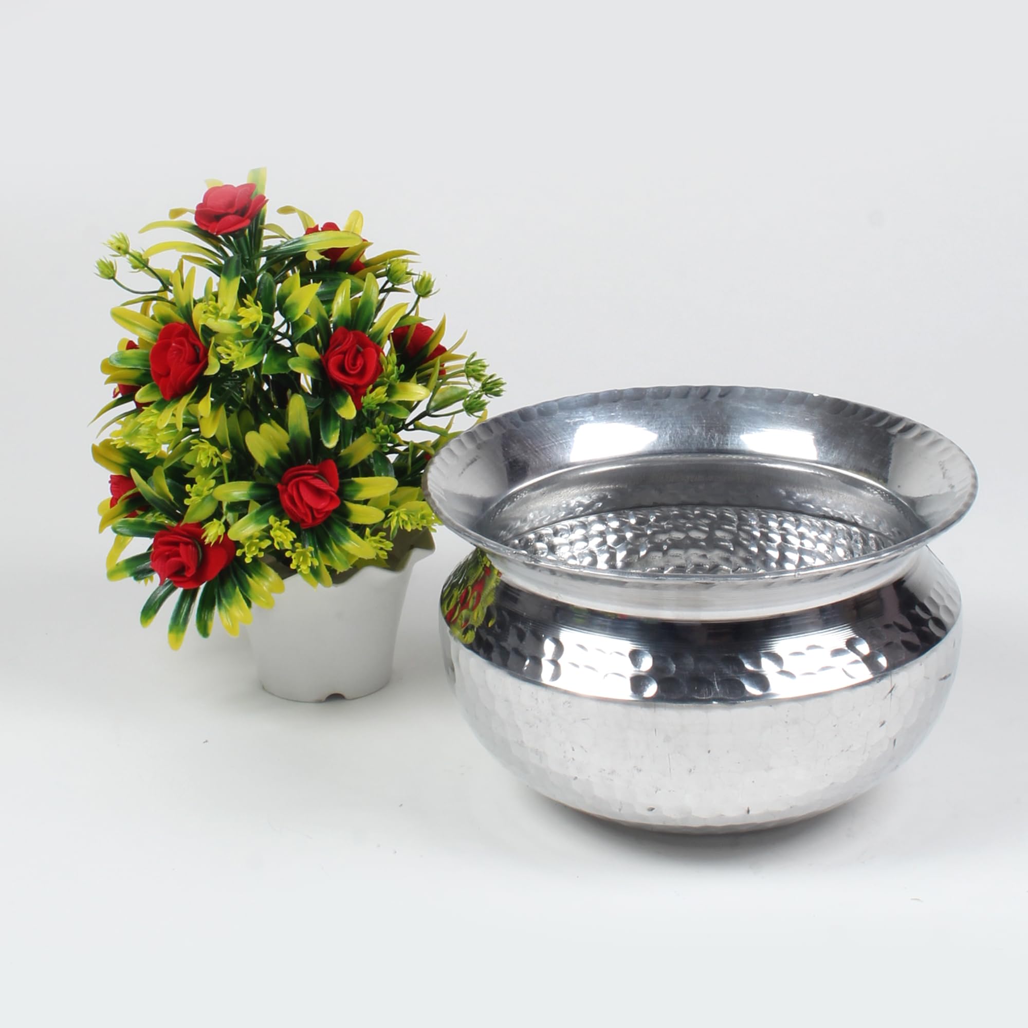 Gyarsilal's Biryani Handi - 2.5 LTR-Chicken Mutton Rice Curry Cooking Pot Cookware-3.5MM Thick Gauge/Heavy Bottom Aluminium Handi Degh,Cook Serve Utensil Vessel, Lagan, Uruli, Kadai-Indian Kitchenware