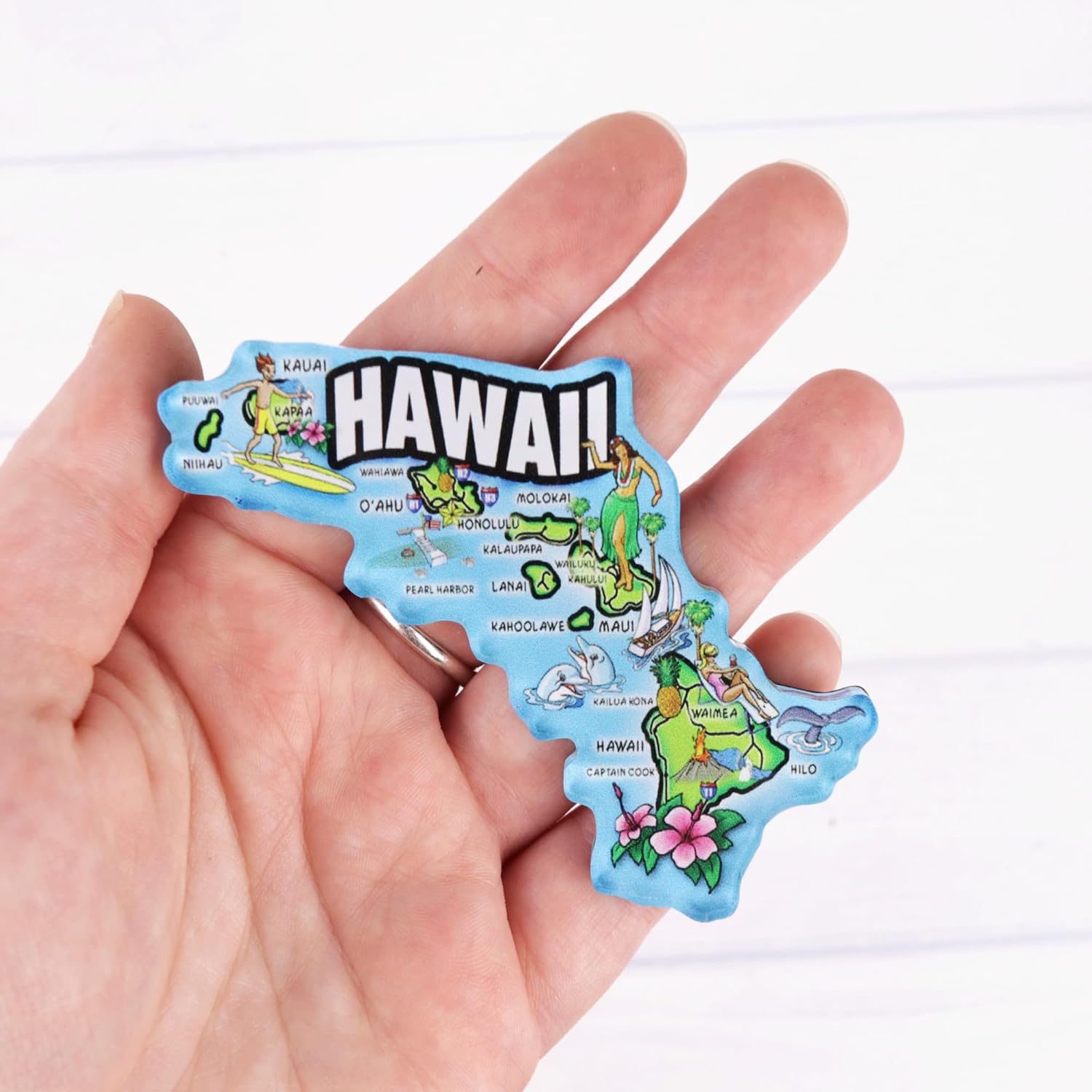 Hawaii State Map Acrylic Magnet, Tropical Island Souvenir, Refrigerator Accessory, 3.5 x 2.5 Inches image 3