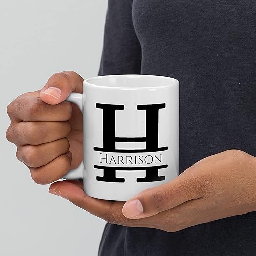 Miniatura 6 de Taza de café personalizada con monograma, letra inicial H, personalizada para mujeres, hombres, niñas, niños, papás, mamás, amigos, taza de café