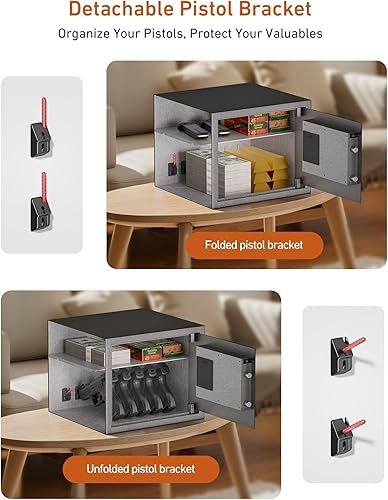 Miniatura 2 de Billconch Caja fuerte inteligente para múltiples pistolas  Caja de seguridad biométrica con bloqueo automático con pantalla LCD, guía de voz,