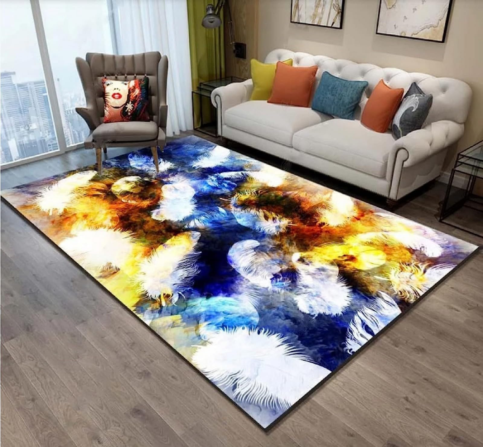 Tapis de chambre tapis de salon plumes d'animaux isolant et sécurisé