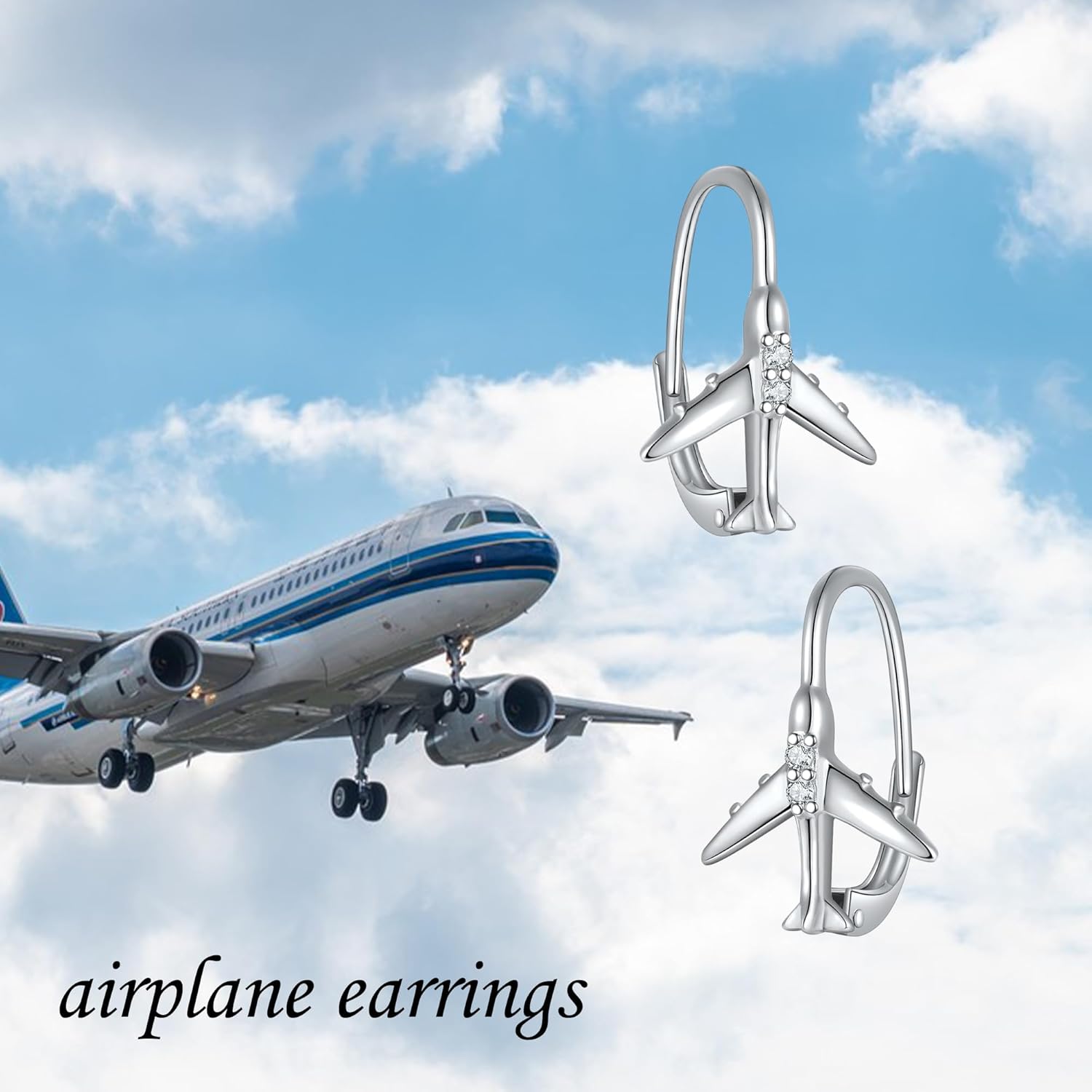 YAFEINI Airplane Earrings 925 Sterling Silver Lever Back Airplane Earrings Jewelry for Women