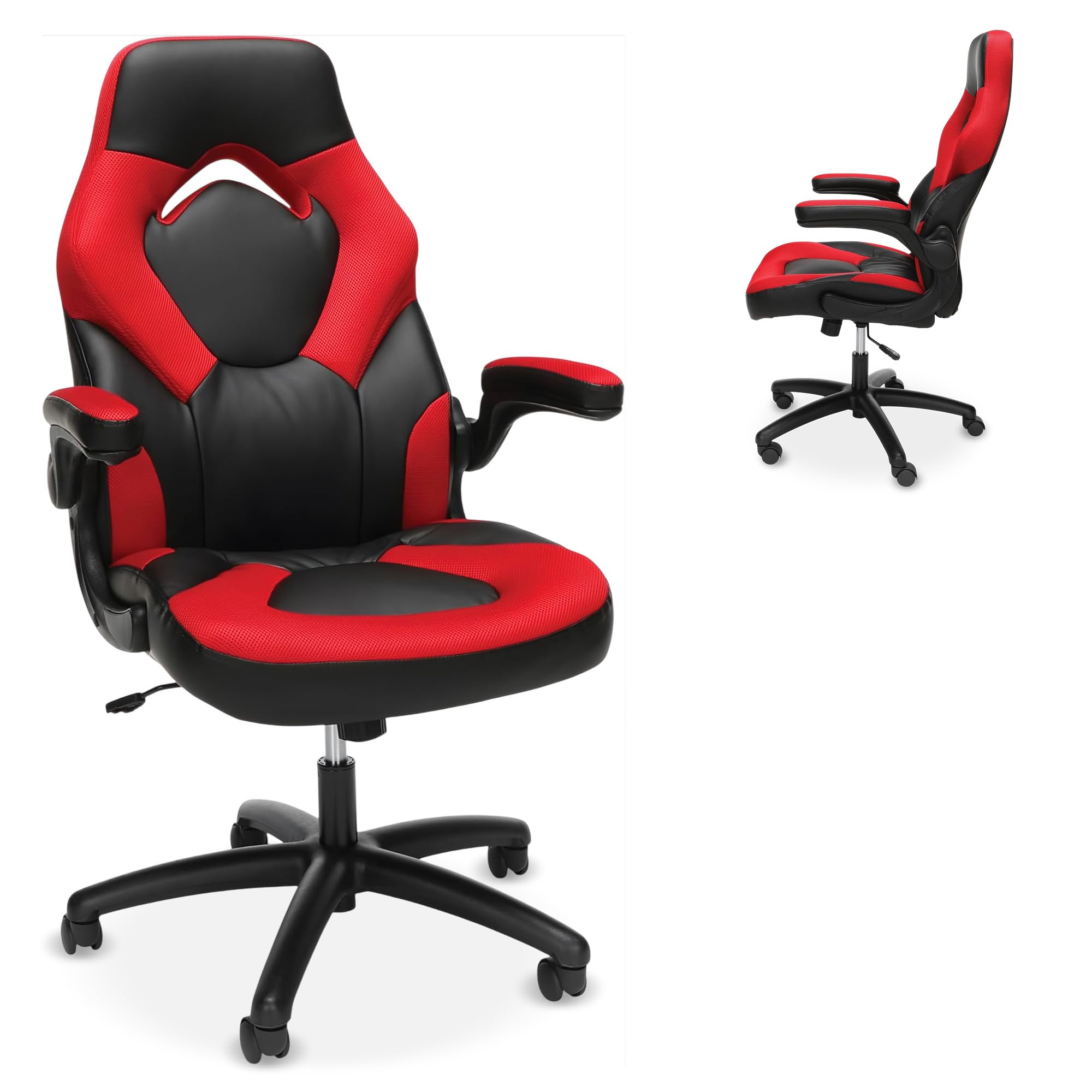 RESPAWN 3085 Ergonomic Gaming Chair for Adults, High Back Office Chair with Headrest and Flip Up Arms, Leather Racing Style Gaming Seat with Lumbar