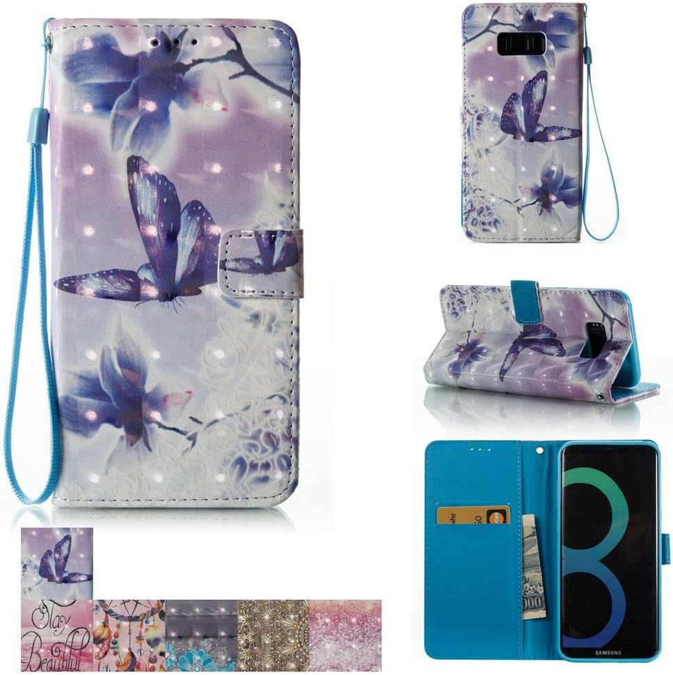 Galaxy S8 Plus Case, Firefish [Card Slots] [Kickstand] Flip Folio Wallet [3D Painting] Case Shell Scratch Resistant Protective Cover for Samsung Galaxy S8 Plus (6.2") 2017 Plus -Butterflies