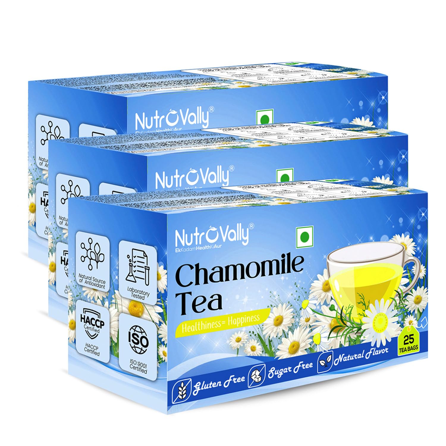 NutroVally Chamomile Tea, 75 Tea Bags (25 TeaBags*3) | Pure Chamomile Flowers | Chamomile Tea for Better Sleep | Chamomile Tea For Relax | Herbal Tea Bags (B0CBX9J4JM) Amazon Price History, Amazon Price Tracker