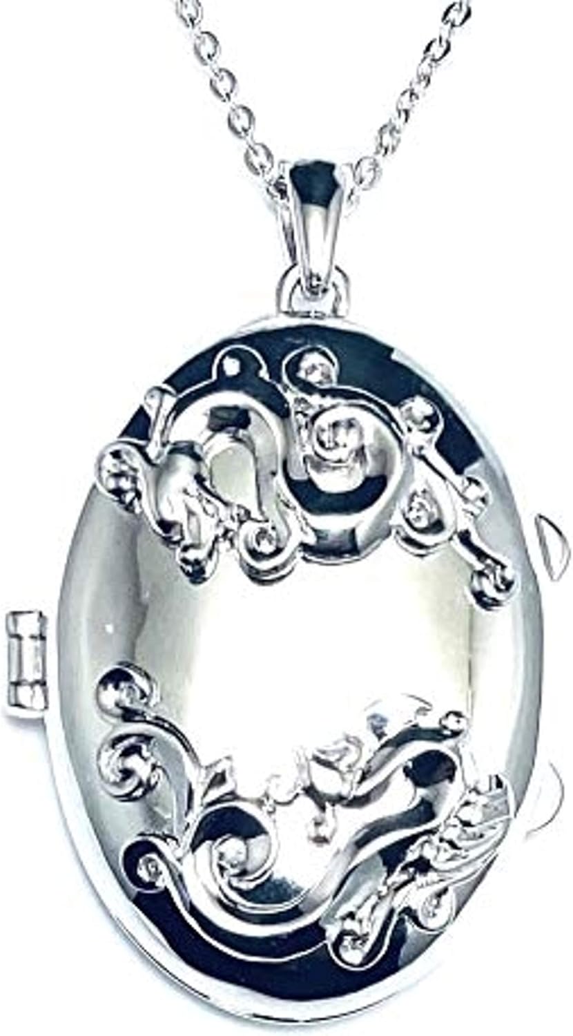 L7915 Oval Shape Antique Finished Look Locket Sterling Silver Locket Pendant