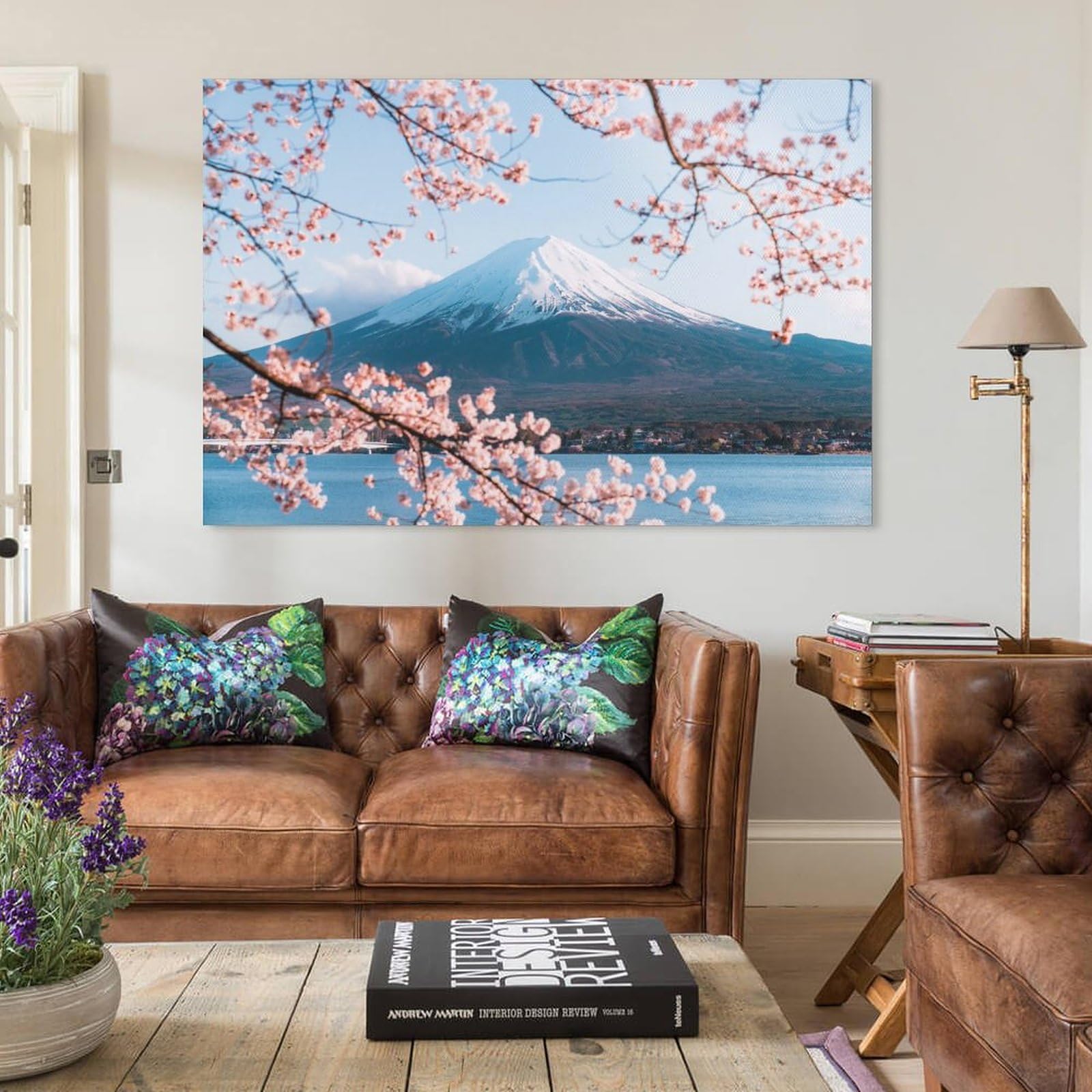 キャンバス プリントアート 富士と桜  インテリア 絵画 Amazon.co.jp: 絵画 富士山を背景にした桜インテリア 絵画 魅惑