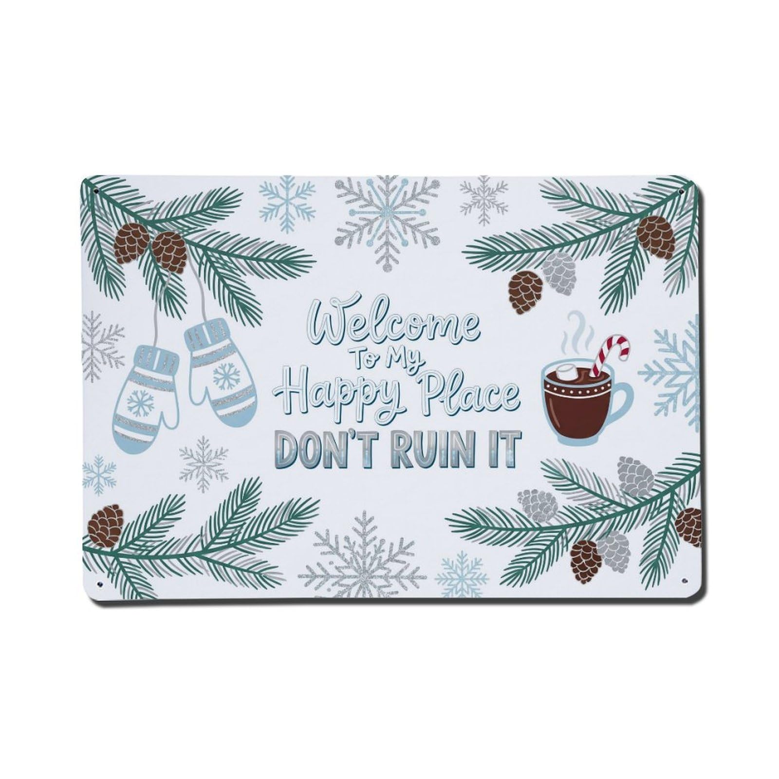 Snowflake Winter Cabin Humor Metal Tin Sign Plaque Wall Decor for Cafe, Club Bar, Office, Home Garden Metal Poster 8x12Inch