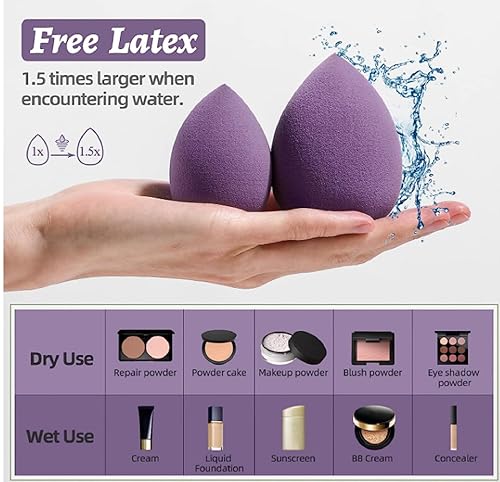 Miniatura 6 de rynn&rae Juego de esponjas de maquillaje sin látex, 7 unidsfrasco, mezcladores de belleza, maquillaje para base, esponja líquida en crema, en