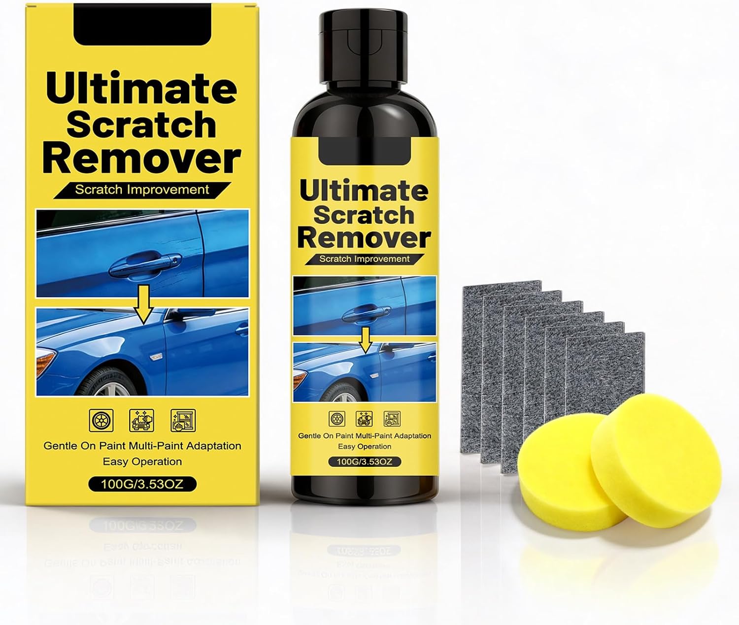 Car Scratch Remover Paste with Sponge & Clothes, Recover Coating