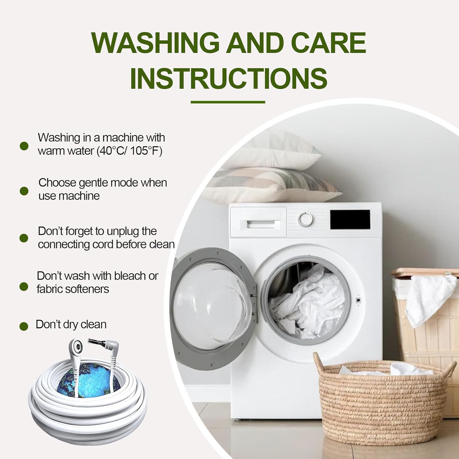 RIQINXIN Grounding Mat - 10% Silver Thread to 90% Cotton EU Cable Grounding Bed Sheet for Better Sleep Energy Recovery (White, 140 x 190 x 35 cm)